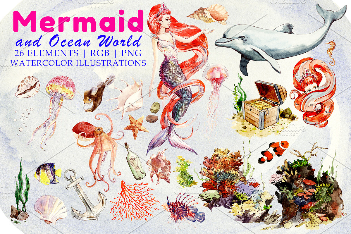 Mermaid and Ocean World, an Illustration by Nadiia Hanina (Photo 2 of 9)