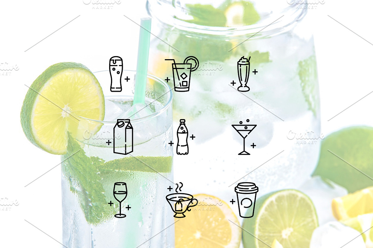 Drinks Line Icons, a Duotone Icon by Lyolya Profitrolya (Photo 2 of 2)