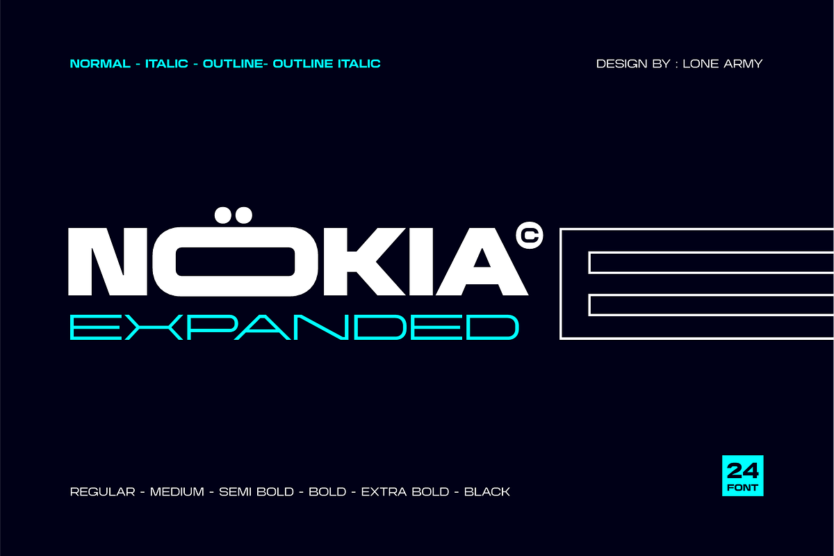 Nokia Expanded, a Sans Serif Font by LoneArmy (Photo 1 of 11)