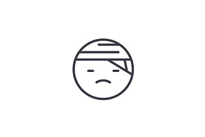 Sick Emoji Concept Line Editable