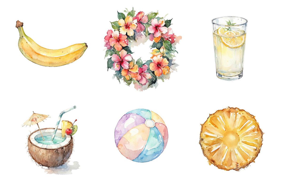 Whimsical Tropical Summer Clipart, an Illustration by DreamPrint404 (Photo 3 of 6)