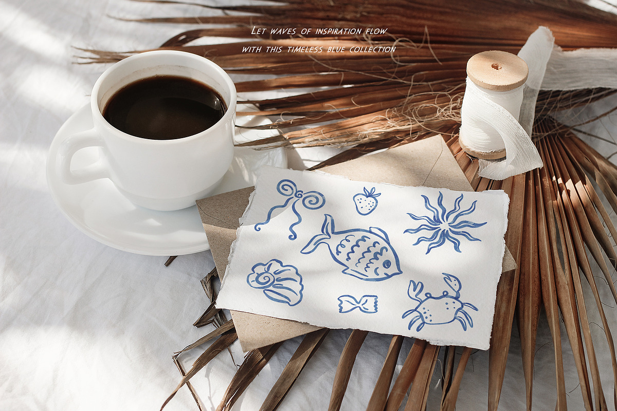 Salwater Coast Blue Icons & Frames, an Illustration by SunnyAfternoons (Photo 8 of 10)
