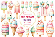 Whimsical Ice Cream Bundle, a Food Illustration by Whimsy Brush Studio (Thumbnail 1 of 9)