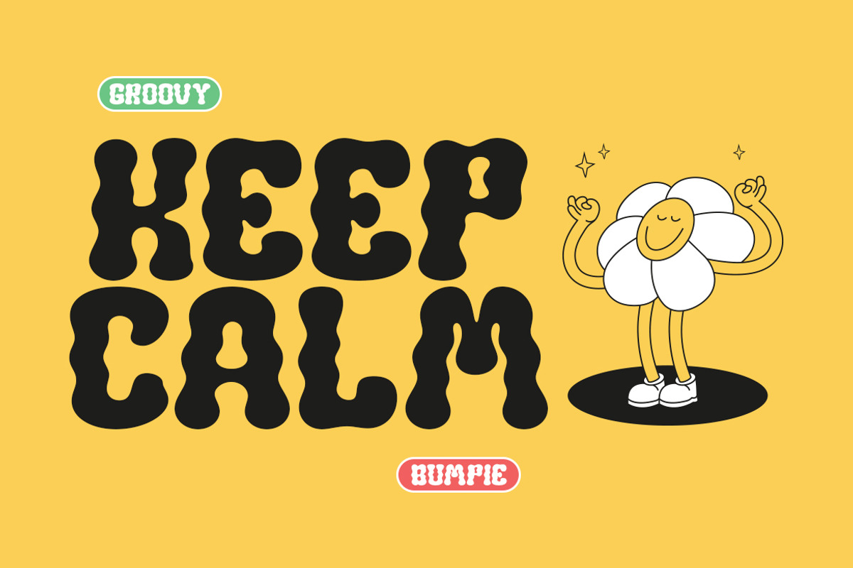 GF Bumpie - Wavy Display Font, a Handwritten Font by GroovyFontCo (Photo 7 of 8)