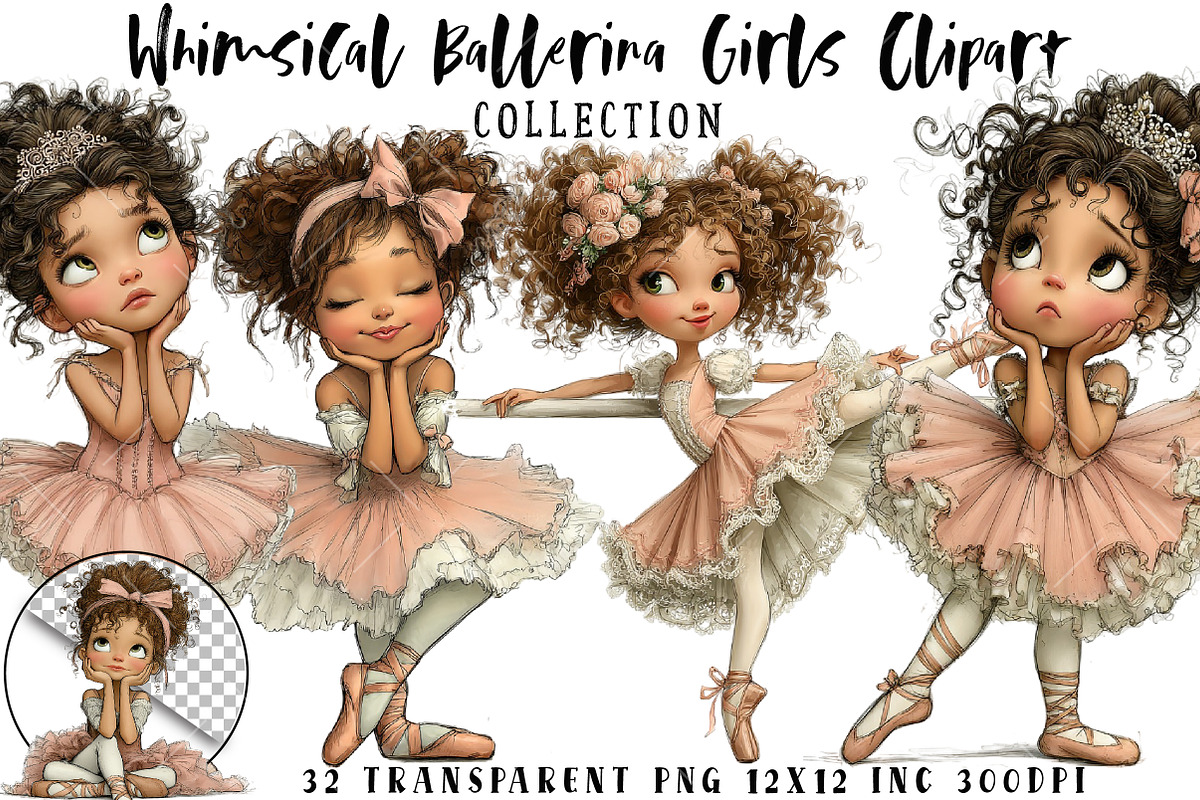 Whimsical Ballerina Girls Clipart, an Illustration by OK Design (Photo 1 of 6)
