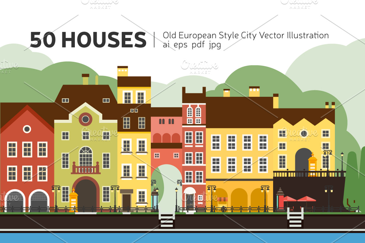City Constructor. 50 Vector Houses, an Illustration by Maril (Photo 1 of 2)