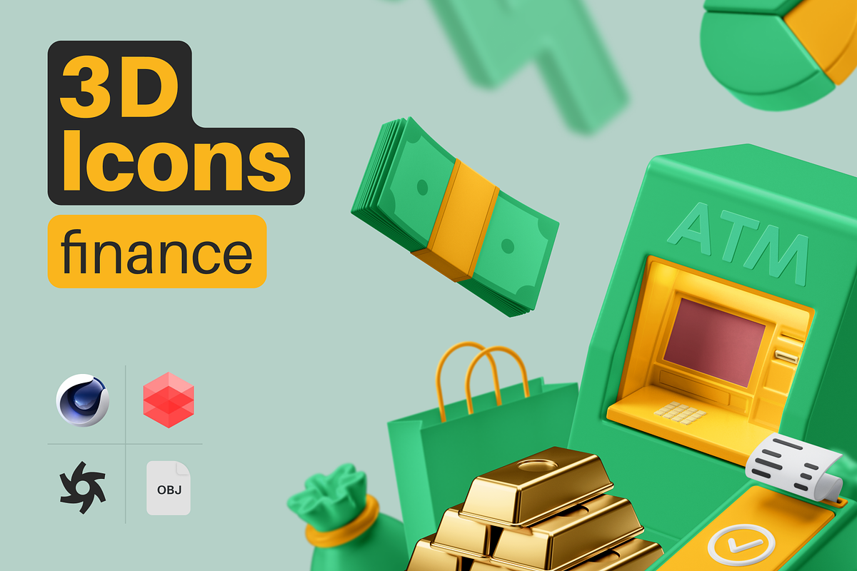 3D Icons / Finance (Cinema4D + OBJ), a 3D by ARKI (Photo 1 of 6)