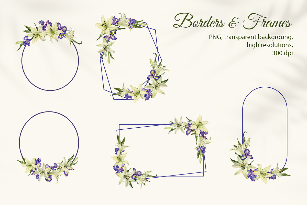 White Lily and Blue Iris set, a Decorative Illustration by L- design studio (Photo 8 of 9)
