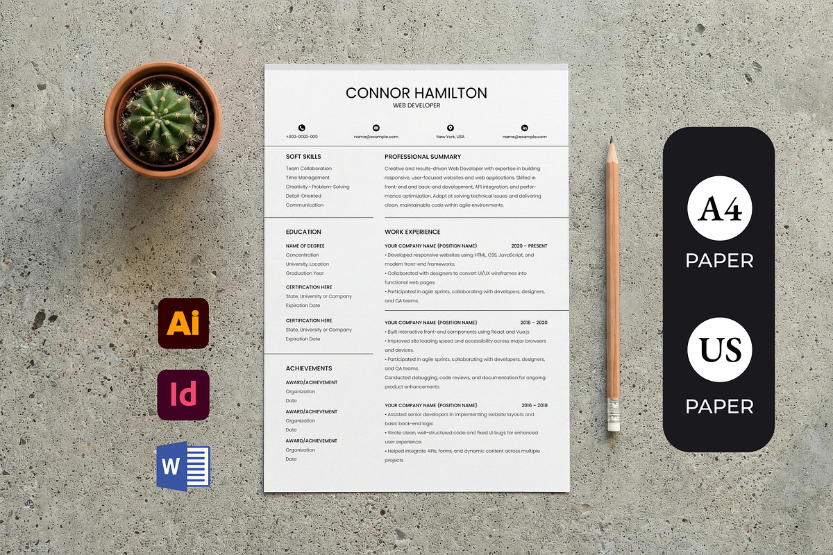 Minimalist Web Developer Resume, a Resume Template by SmmrDesign (Photo 1 of 5)