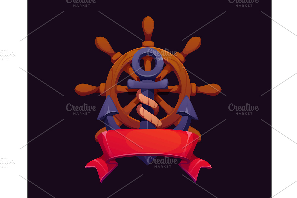 Heraldic pirate ship anchor, an Object Illustration by Vector Tradition