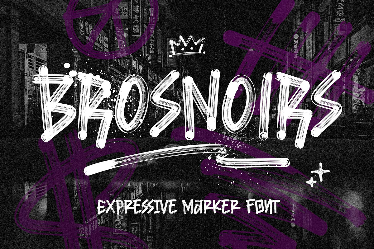 Brosnoirs - Textured Urban Style, a Handwritten Font by Arterfak Project (Photo 1 of 13)