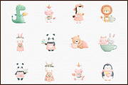 Pastel Animals Tea Party Clipart Set, an Illustration by Sublimation Artist (Thumbnail 3 of 6)