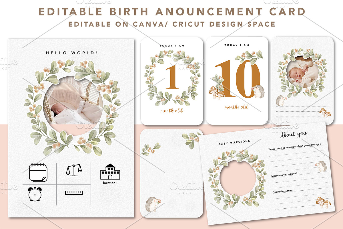 birth announcement editable template, a Card Template by hanacrochetdesign (Photo 1 of 8)