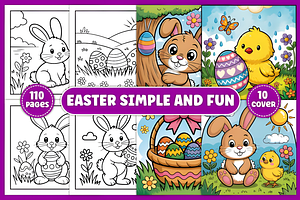 Easter Simple and Fun Coloring Pages, a Seasonal Illustration by Ink Gallery