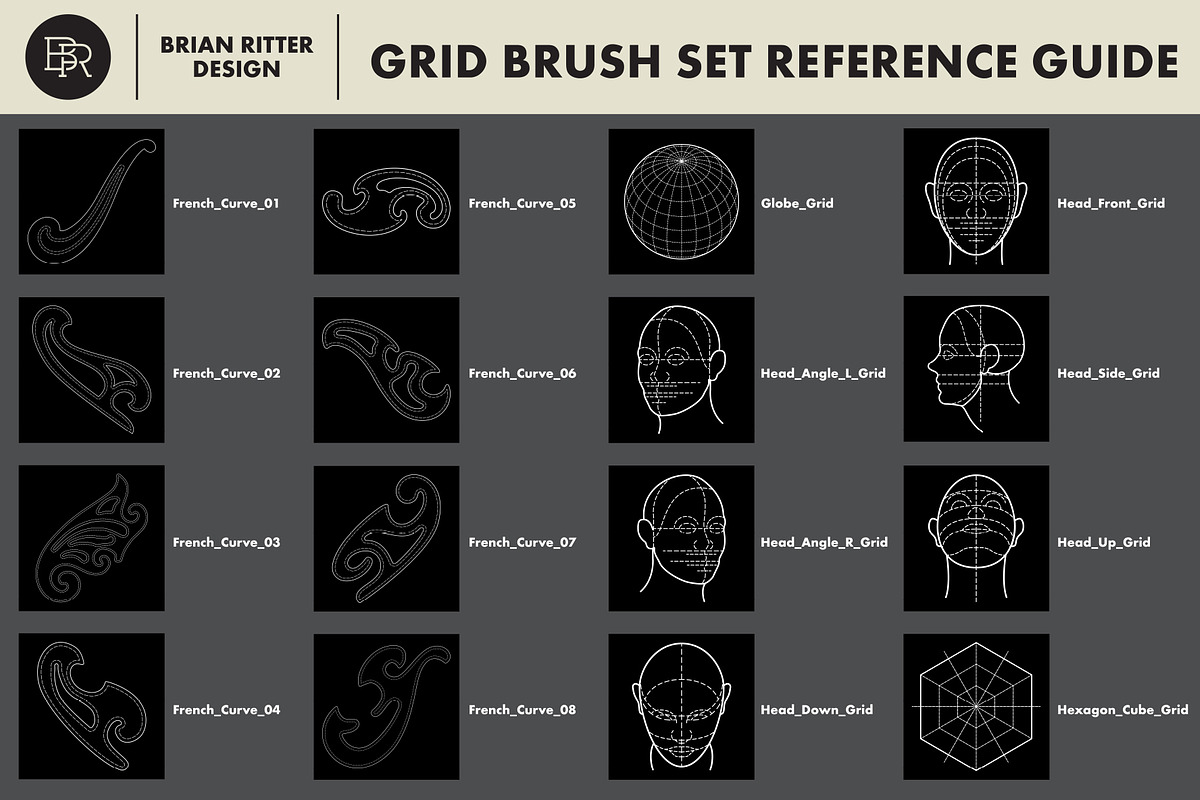 Drawing Grid Brushes for Procreate, a Brush Add-On by Brian Ritter Design