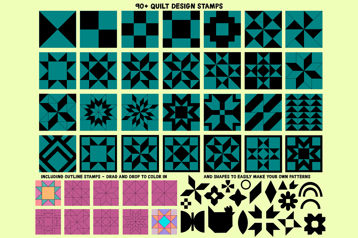 Procreate Quilt Creator Brush Set, a Brush Add-On by AlwaysBeColoring (Photo 2 of 12)