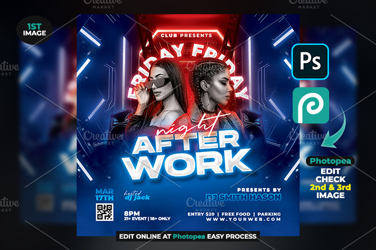 neon night after work event flyer, a Flyer Template by StarPixles11 (Photo 2 of 3)