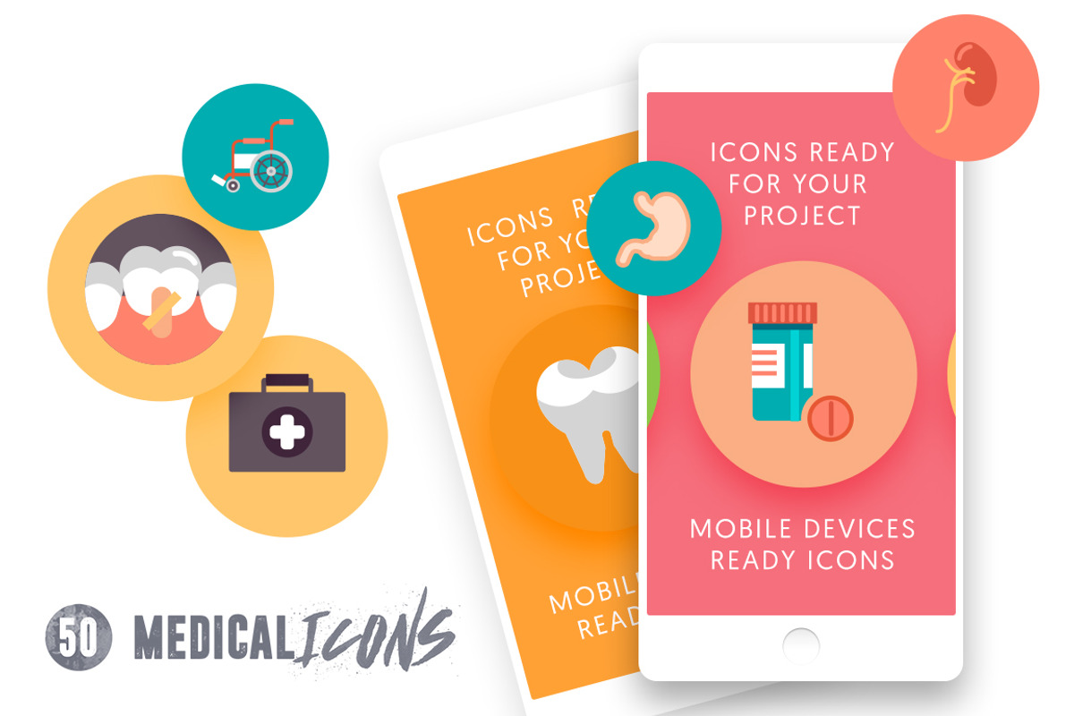 50 Medical Flat Icons, an Outline Icon by Dighital (Photo 2 of 8)