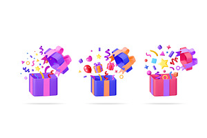 Set of three festive gift boxes with, an Object Illustration by Abscent