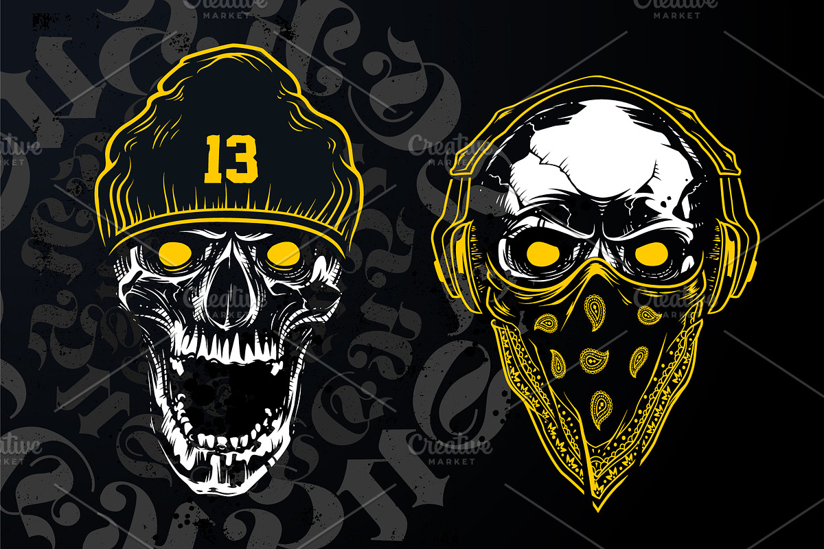 Hustler Skull Vector Art, a Decorative Illustration by Vecster (Photo 5 of 7)
