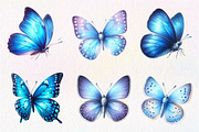 Blue Butterflies watercolor clipart, an Illustration by CreationArt (Thumbnail 2 of 9)