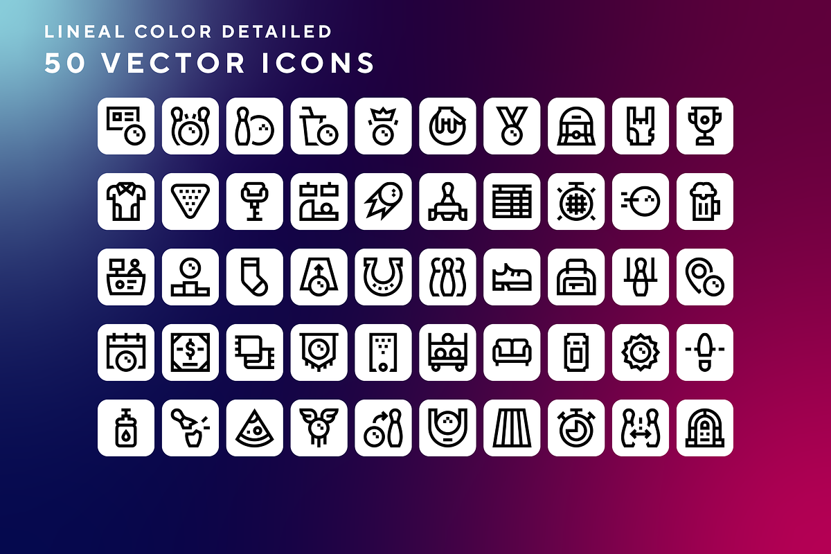 Bowling icons, an Outline Icon by Wencory (Photo 1 of 2)