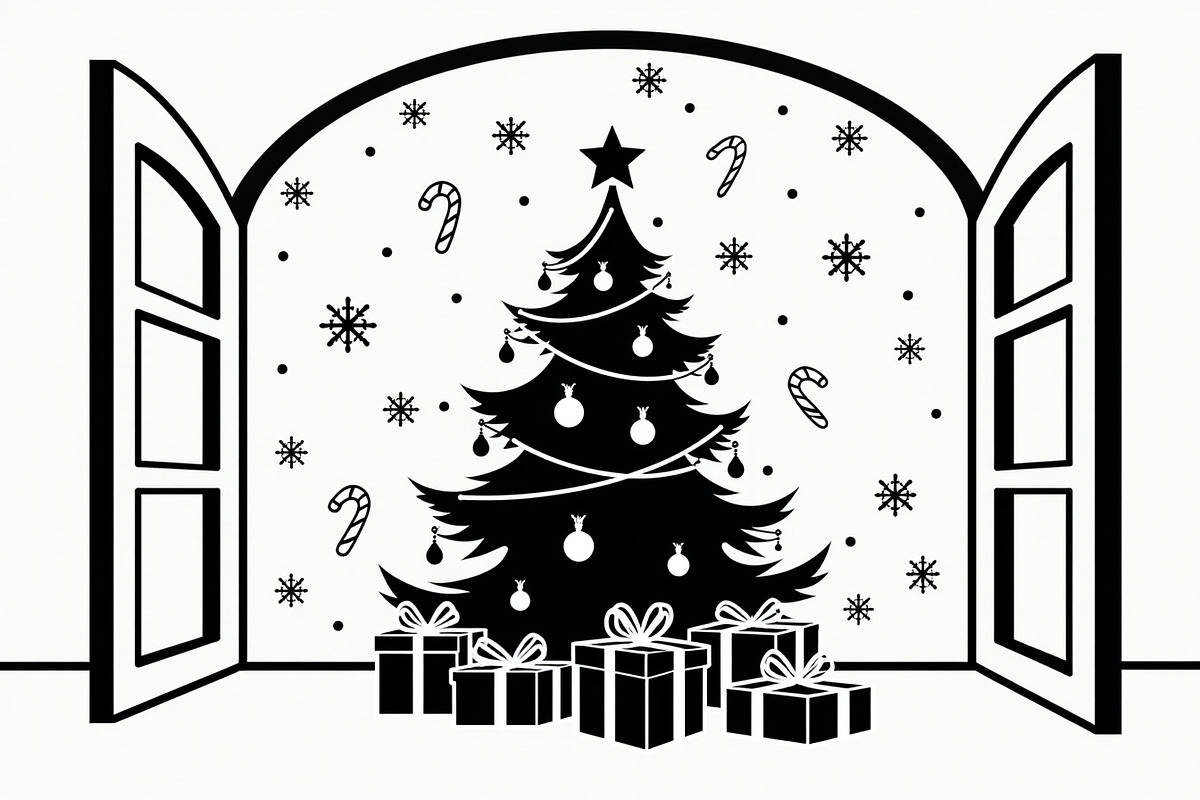 Festive Christmas Tree Silhouette Se, an Illustration by BIPLOB EXPERT (Photo 11 of 20)
