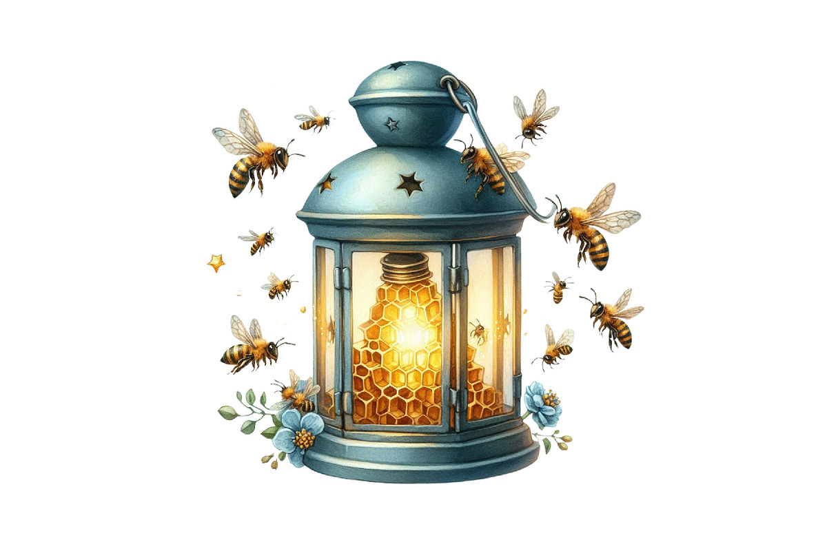 Watercolor Autumn Bees Garden PNG, an Illustration by Designking (Photo 4 of 4)