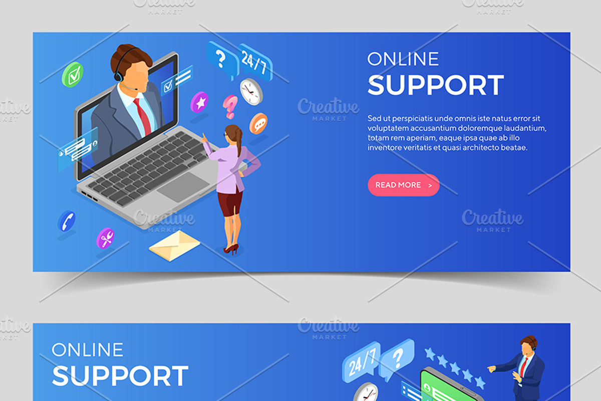 Isometric Online Customer Support, a Person Illustration by TAlex (Photo 3 of 6)