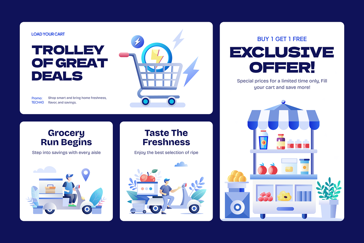 Grocery Shopping Illustrations, a Food Illustration by Prosymbols (Photo 3 of 10)