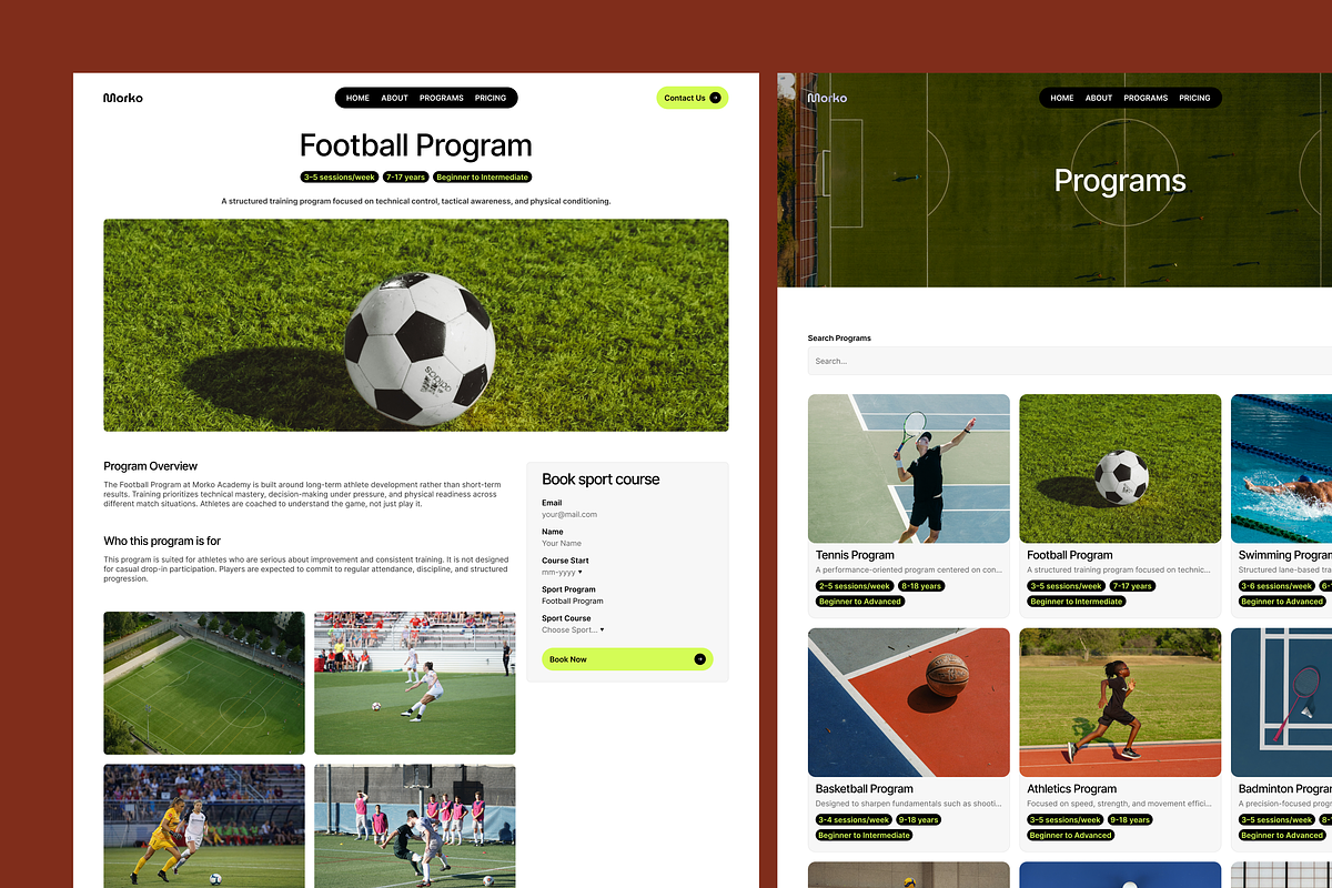 Sport Academy Framer Template, an UI Kit Template by Rozepaars Design (Photo 4 of 4)