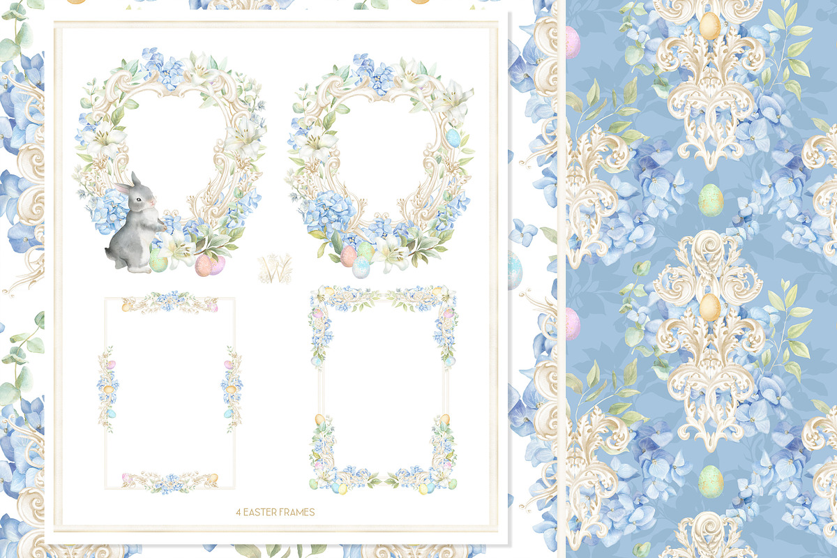 Easter Floral Crest Watercolor Set, a Seasonal Illustration by WonderWonder (Photo 4 of 8)