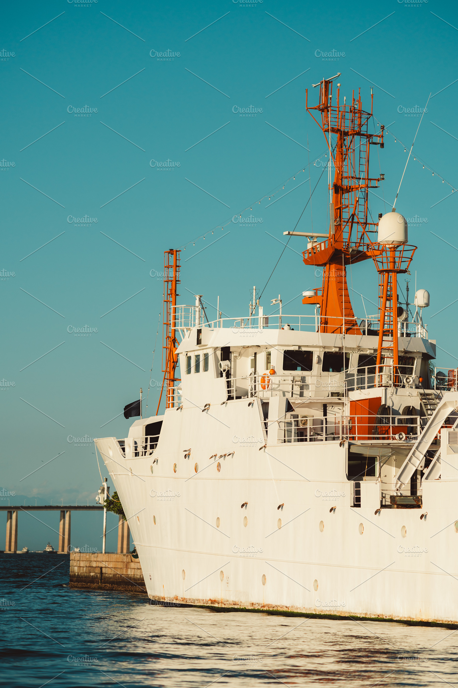 White research vessel docked, a Transportation Photo by SkyNext