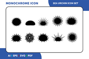 Sea Urchin Icon Set – Simple Black, a Solid Icon by Fontmine Studio