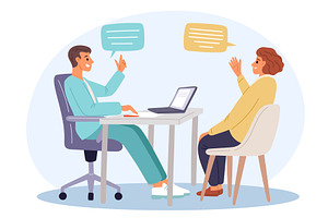 Doctor counseling woman in medical, a Healthcare Illustration by Vectorbuum