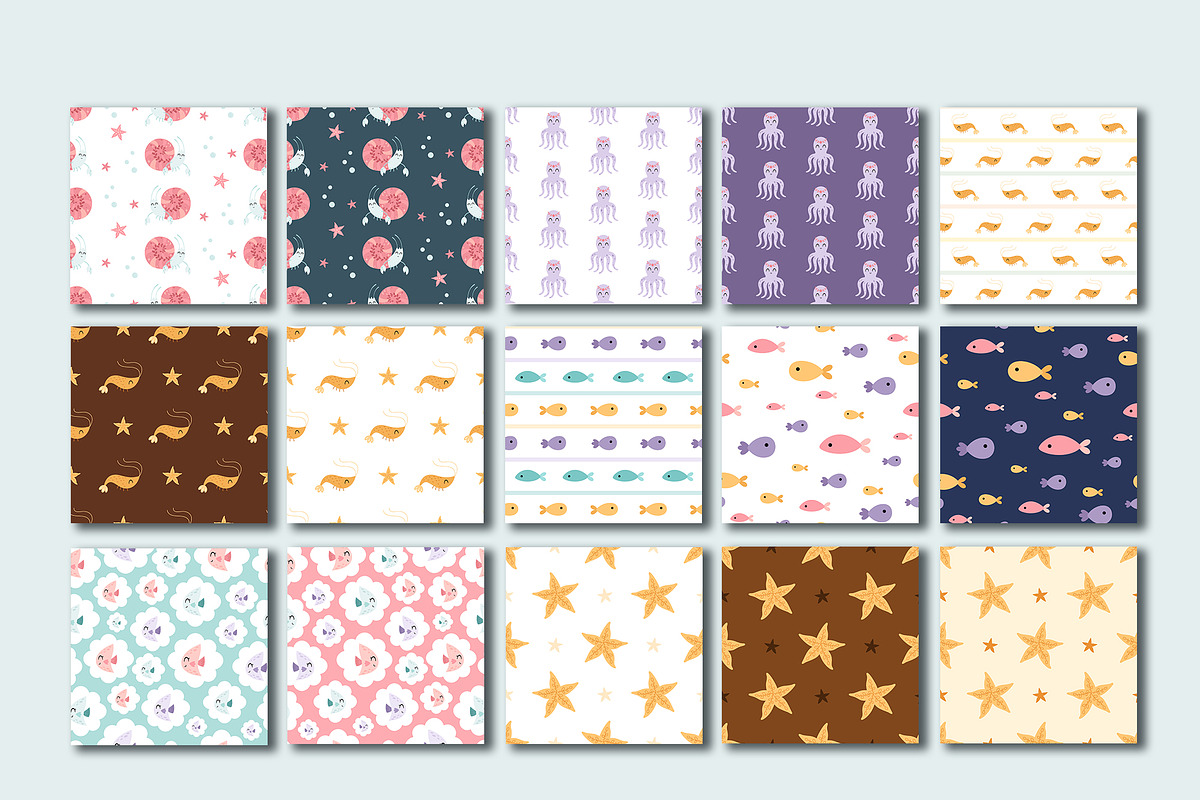 Ocean Seamless Patterns Pack, a Pattern Graphic by JulzaArt (Photo 9 of 11)