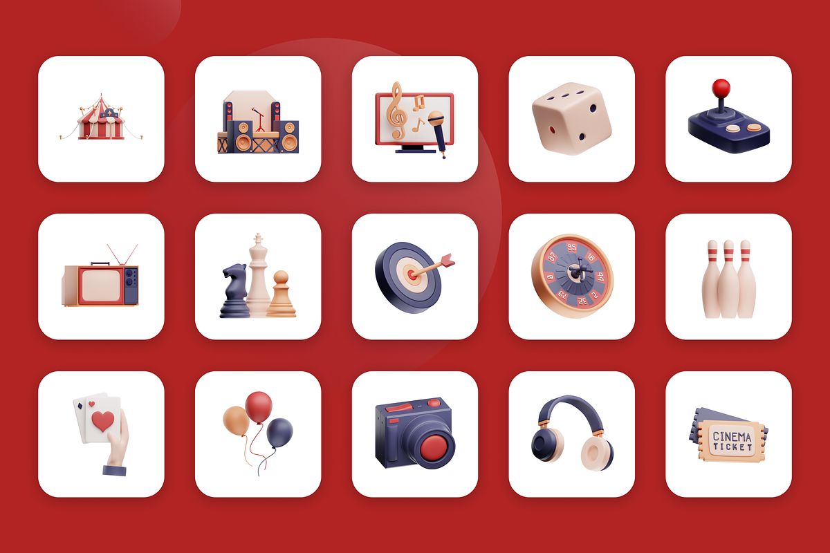 3D Animated Recreation Icon Set, an Object 3D Model by Flat Icons (Photo 3 of 5)