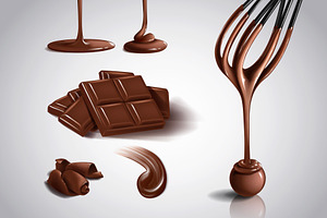 Realistic chocolate set.