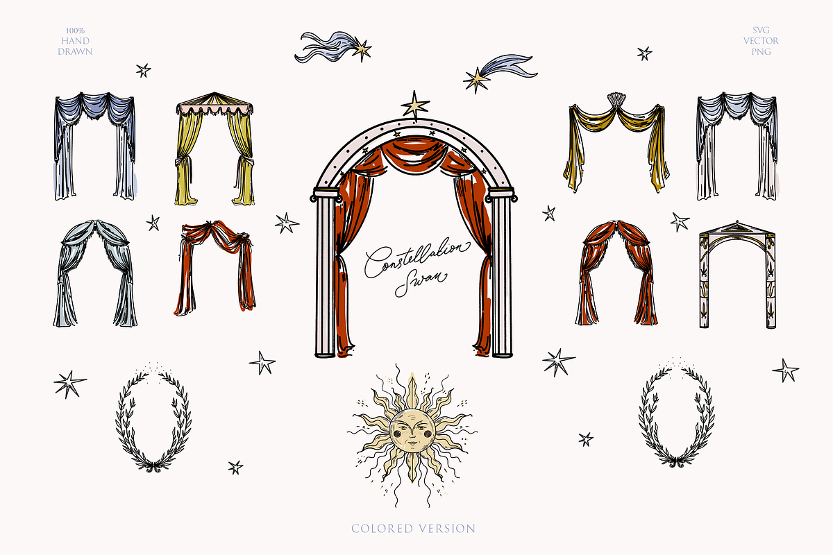 Whimsical Celestial Curtain Frames, a Decorative Illustration by Summer Nightingale Art (Photo 6 of 12)
