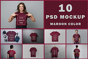 T-Shirt Mockup - Maroon Edition, a Shirt Mockup by ForhadGFX (Thumbnail 1 of 12)