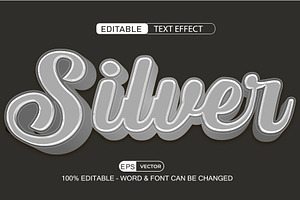 Silver Vector 3D Editable Text Effec