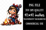 Whimsical Camping Girl Clipart PNG, a Person Illustration by Designking (Thumbnail 4 of 5)