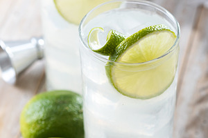 Gin Fizz cocktail with lime on wooden table, a Food & Drink Photo by etorres69