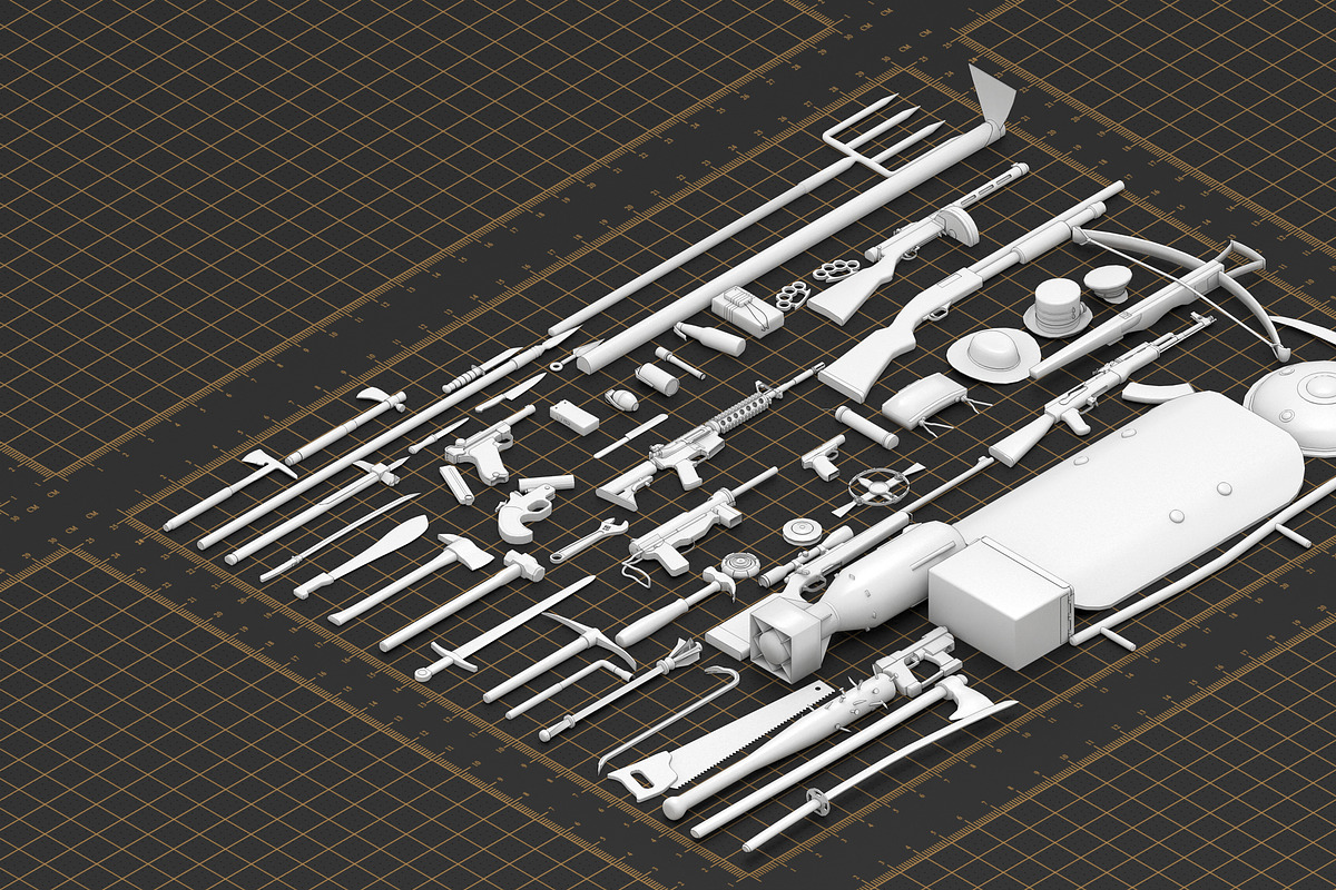 BASEMESH WEAPON COLLECTION, an Object 3D Model by MohamedHussien1 (Photo 2 of 8)