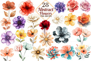 Abstract Flowers Clipart, an Illustration by Watercolor design