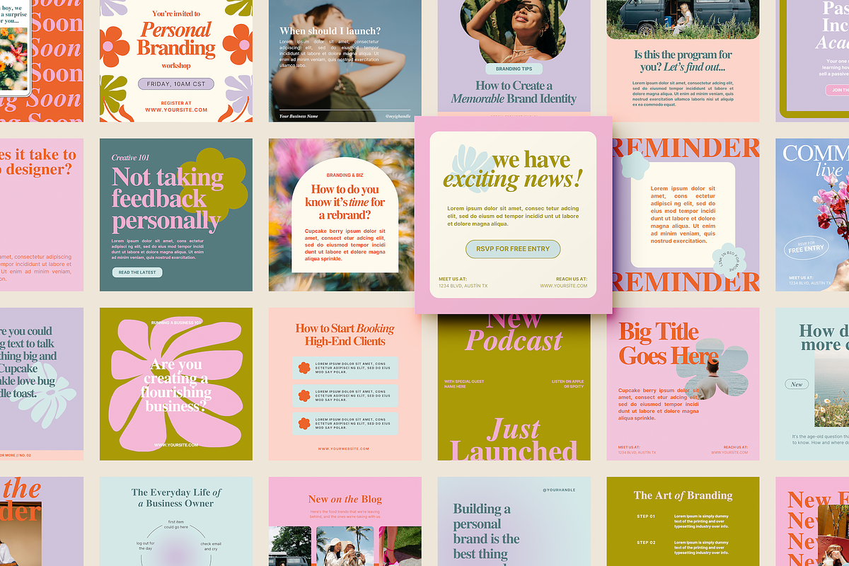 Colorful Social Media Templates, a Social Media Template by Brand & Bloom (Photo 3 of 12)