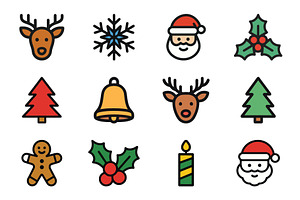 Christmas Holiday Icon Set, a Branding & Logo Template by Vectorium Studio