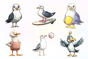 Cute Seagull Clipart, an Illustration by CreationArt (Thumbnail 2 of 9)