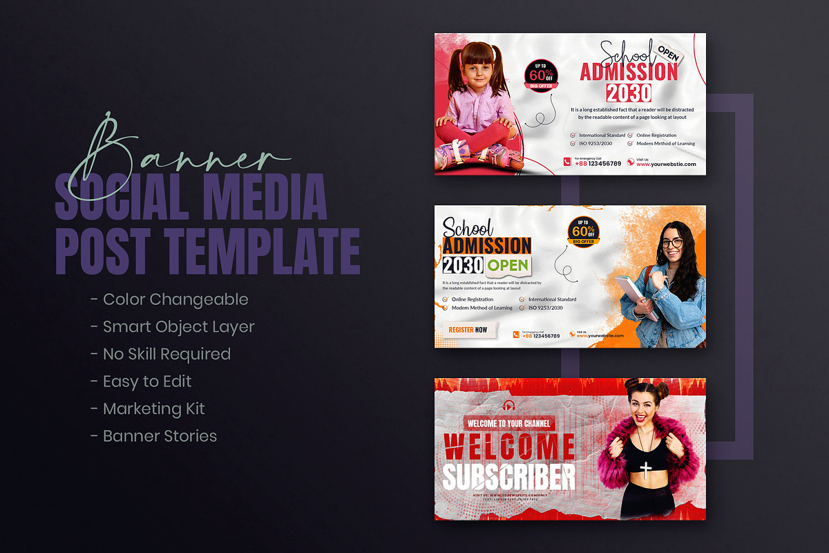 School admission social media post, a Social Media Template by Creative_View (Photo 8 of 8)