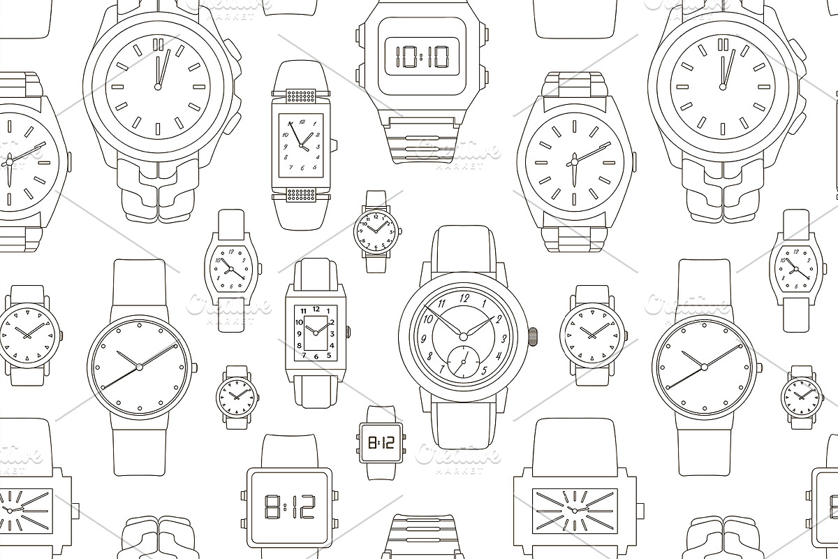Pattern of watches, a Pattern Graphic by Netkoff